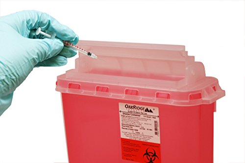 5.4 Qt Stye Sharps Disposal Container (2 Pack) By Oakridge Products. Touchfree Rotating Lid #TOP2