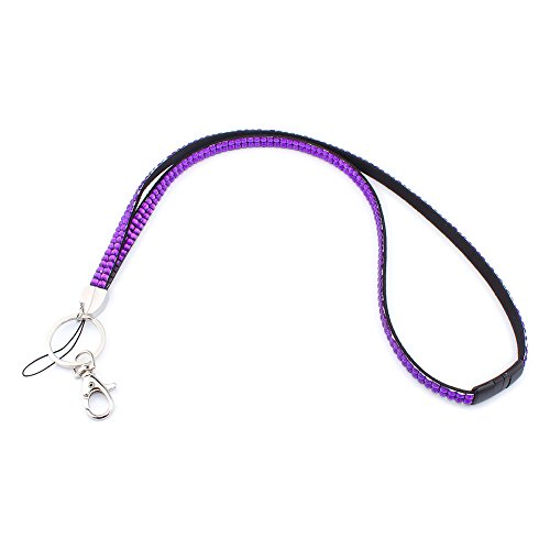 Preisvergleich Produktbild Soleebee 80cm Bling Strass Leder Schlüsselband Umhängeband Lanyard mit Karabinerhaken Schlüsselring für Abzeichenhalter Schlüsselanhänger (Lila)