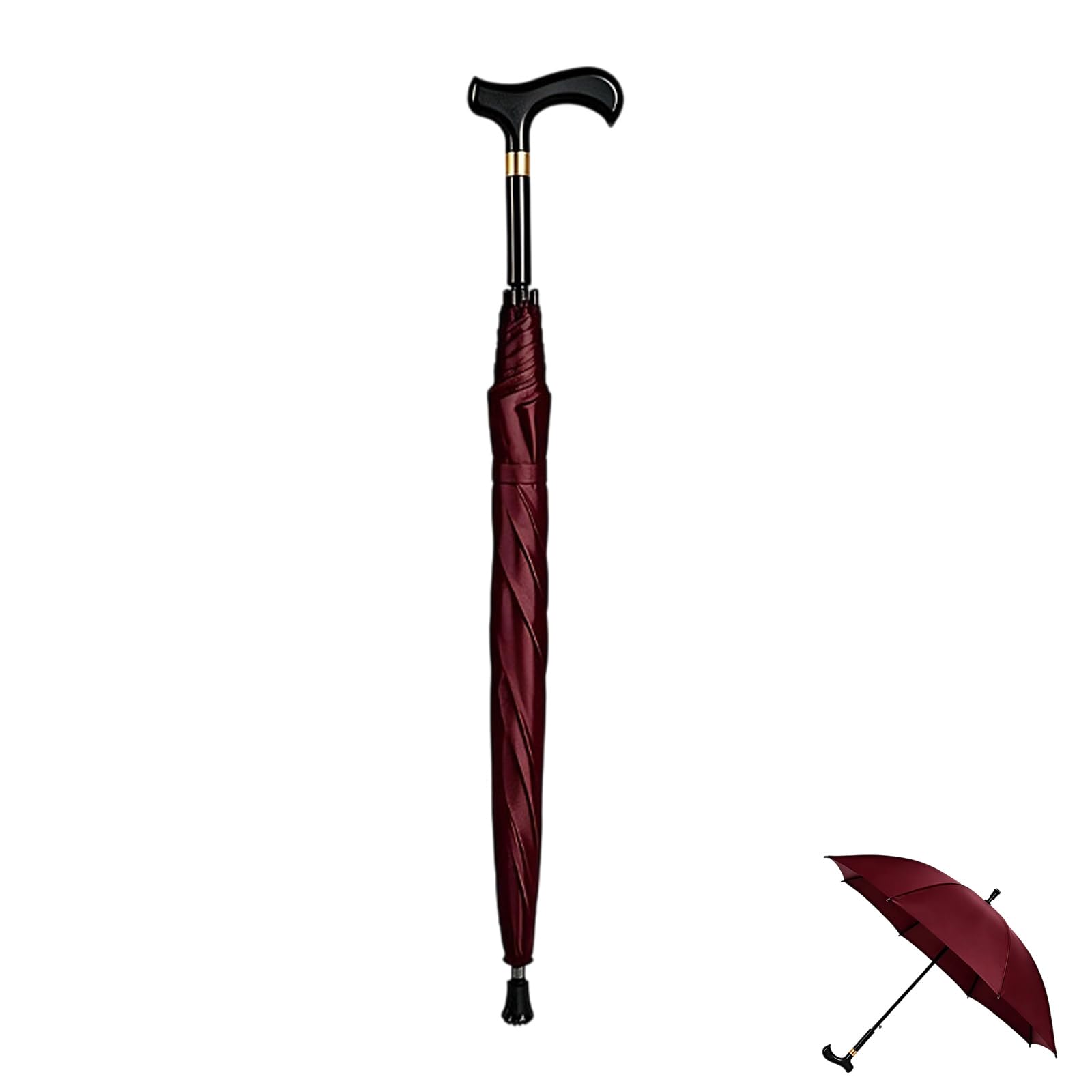 Kalttoy Large 108Cm Long Handle Walking Cane Umbrella with 16 Reinforced Ribs for Windproof and Rain Protections Outdoor Use Waterproof Rain Shade