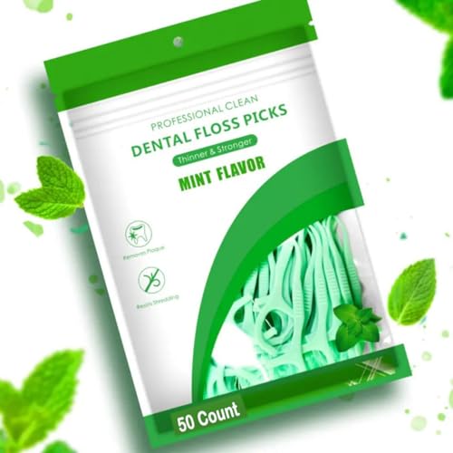 Image of friederich Fresh Mint Dental Floss Picks | Dentist Designed & most convenient teeth Flosser for fresh Breath & complete oral plaque removal (Fresh Mint)