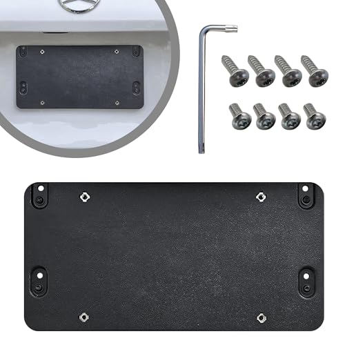 Rear Plastic Bumper License Plate Bracket for Mercedes-Benz GLC 2016-2024, Plate Holder Set w 8 Unique Screw Bolts & Wrench Kit, License Tag Mounting Kit, Premium Car Accessories