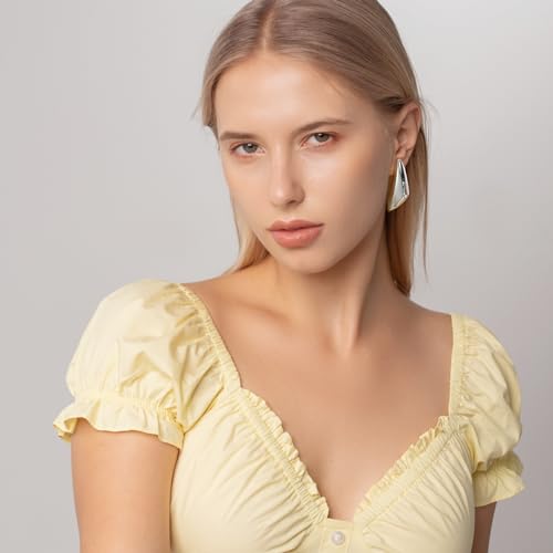 Chunky Gold Dangle Earrings For Women Gold Plated Statement Earrings Large Minimalist Geometric Long Triangle Exaggerated Stud Earring For Women Trendy3