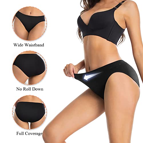 Womens High Cut Briefs Underwear Pack 6, Full Coverage Seamless Stretch Comfort Waistband Hi-Cut Panties for Ladies4