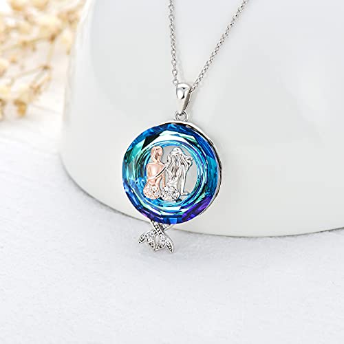 MONGAS Mermaid Necklace 925 Sterling Silver with Crystal Mermaid Sister Christmas Jewelry Gifts for Women - Image 5