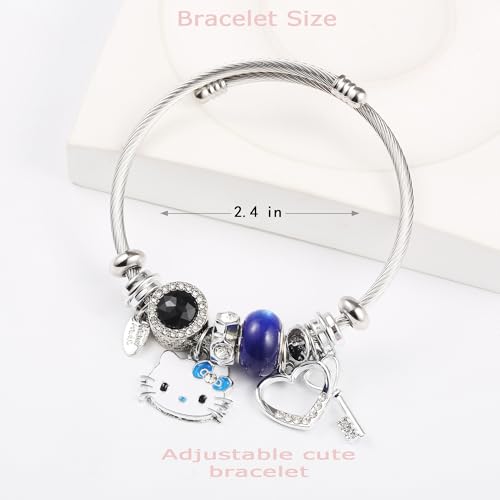 Image of YouLuo Cute Necklace Charm Bracelet Set,Personalized Jewelry Gift for Women | Cute Charm Bracelet, Adjustable Stainless Steel Bracelet, Anime Cartoon Accessories Bracelets for Women Gift and Friendship