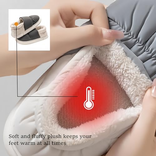 Women Men Winter Slippers Fuzzy Shoes Warm House Slipper Waterproof Cozy Lined Sherpa Non-Slip Indoor Outdoor Soft Foam Sole Home2