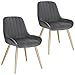 Lestarain 2 Stücke Esszimmerstuhl, Retro Küchenstuhl Wohnzimmerstuhl Sitzfläche Aus Samt Retrostuhl mit Metallbeine Besucherstuhl Stuhl für Esszimmer Wohnzimmer Küche Dunkelgrau