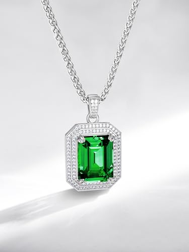 Gothic Punk Gemstone Necklaces for Men Women Sterling Silver CZ Diamond Accented 16-19 Carat Blue/Red/Green Stone Pendant Dragon Claw Necklace Jewelry Gift for Lover Husband - Image 5