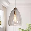 KSANA Gold Pendant Lights Kitchen Island, Modern Brass Pendant Lighting Fixture with Smoked Glass for Dining Room, Bedroom, Foyer and Bathroom