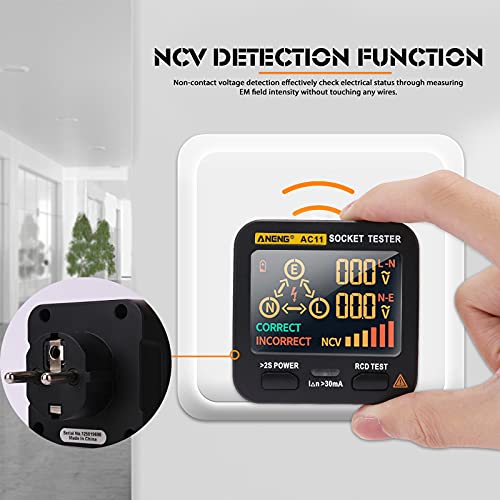 Outlet Tester, Socket Tester EBTN LCD with Voltage Display and 8 Visual Indications, Receptacle Socket Tester Circuit Analyzer, Polarity Detector Leakage Tester Electricity Line Fault Checker