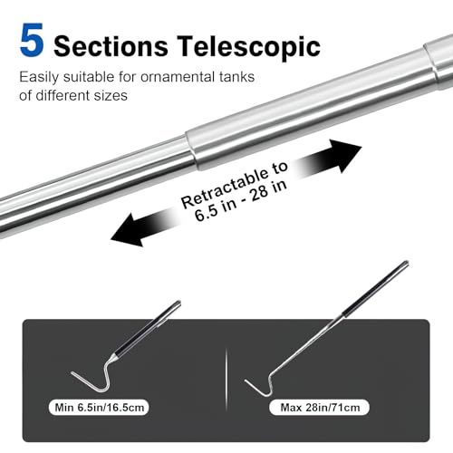 Image of CHANGE MOORE 28 inch Snake Hook Stainless Steel Snake Stick, 1pc Telescopic Snake Tongs Snake & Reptile Hook Retractable Catching Snake Handling Tool, Snake Hook for Ball Python Black