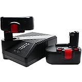 2-Pack Replacement Bosch 18v Battery (1300mAh,NiCd) + Universal Charger for Bosch Power Tool Battery...