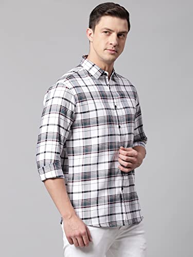 Image of Dennis Lingo Checkered Slim Fit Casual Shirt with Spread Collar for Men