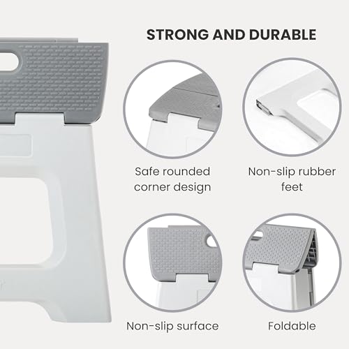 Image of Vigar Compact Foldable Step Stool, 10-1 /2-Inch, Gray