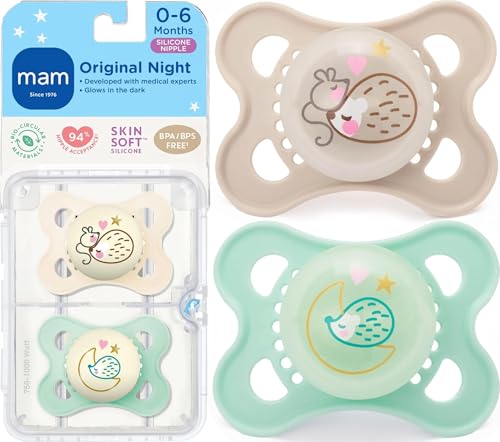 Image of MAM Original Baby Pacifiers 0-6 Months, Glows in The Dark, 2 Pack