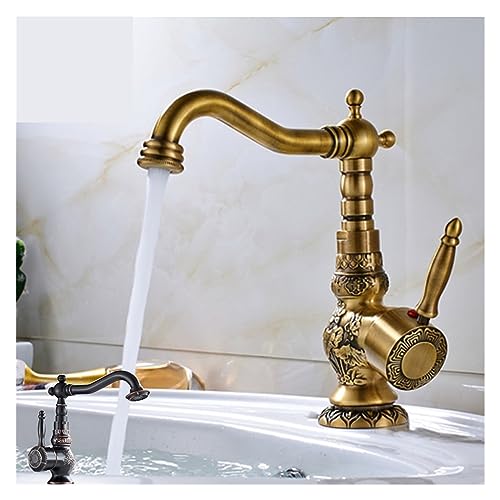 Grifo antiguo de latón para baño que evita salpicaduras en lavabos 3