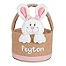 Let's Make Memories Personalized Burlap Easter Basket for Kids - w/3-D Stuffed Bunny - Pink