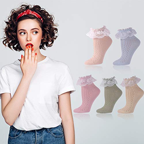 Women's Lace Ruffle Frilly Floral Casual Novelty Anklet Socks, Socks Daze Trim Dress Cute Socks for Women Girls2