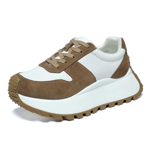 Women's Sneakers Platform Height Increase Casual Walking Shoes Low Lace Up Sneakers Comfortable Non-Slip Women's Shoes