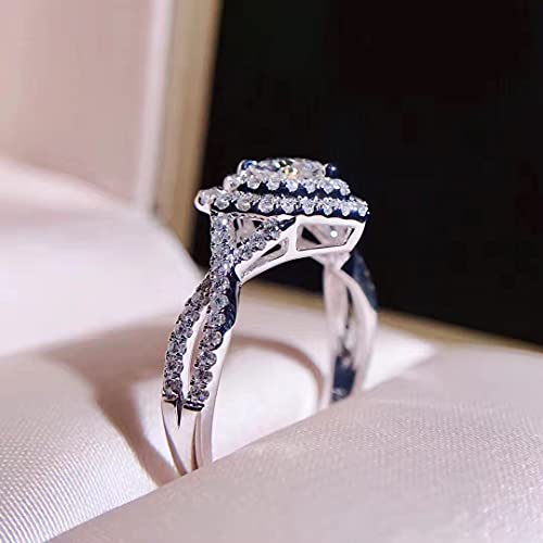 18K White Gold Plated 925 Silver 5A Heart Zircon Stone 925 Silver Engagement Wedding Band Ring for Women Luxury Micro Inlaid Heart-Shaped Simulation Diamond Ring3