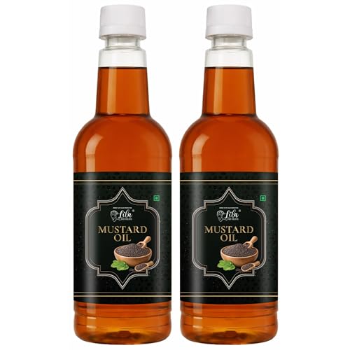 Image of LILA DRY FRUITS Mustard Oil for Cooking 1.5 Litres (750 ML x 2) Pure Seed Kachi Ghani Oil | Cold Pressed Cooking Oil for Frying & Pickles Sarson ka Tel Perfect for Daily Use, Chemical free Helps Manage Cholesterol