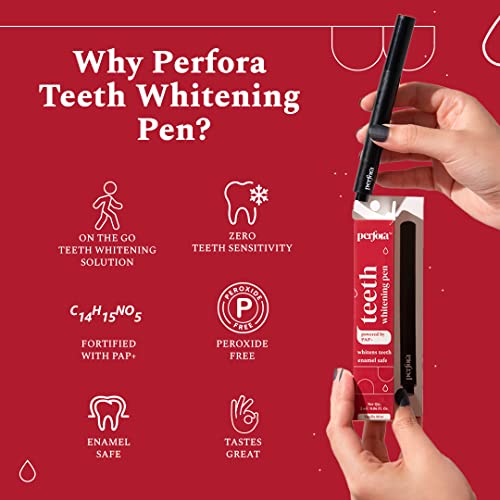 Image of Perfora Teeth Whitening Pen (Pack of 2) | Peroxide Free White Gel Pen| Teeth Whitening Products for Men & Women | Enamel Safe & Effective | Vegan | Stain Remover and Teeth Whitener | Vanilla Mint