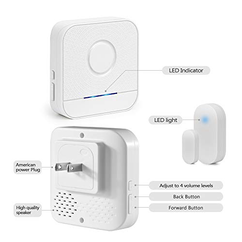 Home Security Expandable Wireless Door Open Chime Door Entry Alarm With Operating in Range 320 feet/52 chimes/1 Magnetic Door Chime Sensor & 1 Plug-in Receivers - Thumbnail 4