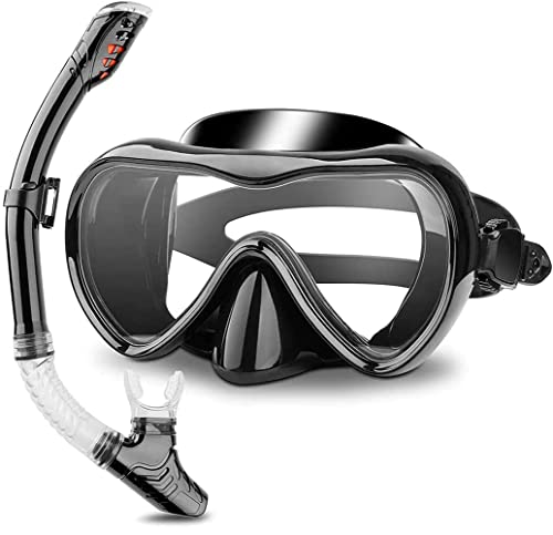 Diving Mask Necomi Snorkeling Mask with Latest Dry Top Breathing System Fold 180Panoramic Diving Snorkeling Goggles Tempered Glass Anti-Fog Anti-Leak Snorkeling Gear for Adults and Youthقناع الغطس