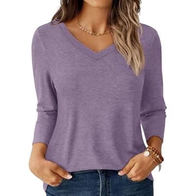 GKBK Womens Tops 3/4 Sleeve Shirts V Neck Casua...