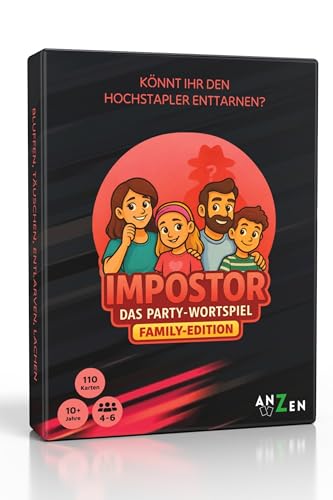 IMPOSTOR - FAMILY-Edition | Wer ist der Hochstapler? | Imposter Wortspiel als Familienspiel | Geburtstagsgeschenk-e Kinder 9 10 11 12 Jahre | Kartenspiel-e Trend | Gesellschaftsspiel-e | Wortspiel-e
