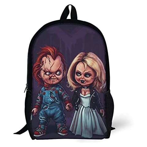 LIFUQING Chucky 3D Printed School Backpack Puppet Horror Doll Children's Backpacks 3D Printed Anime Movies School Bag for Boys Elementary And Middle 17inch Cover