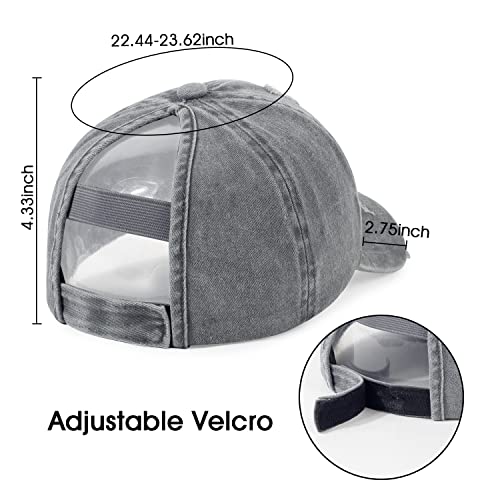 Image of HH HOFNEN Ponytail Hat for Women Washed Distressed Baseball Cap Ponycaps