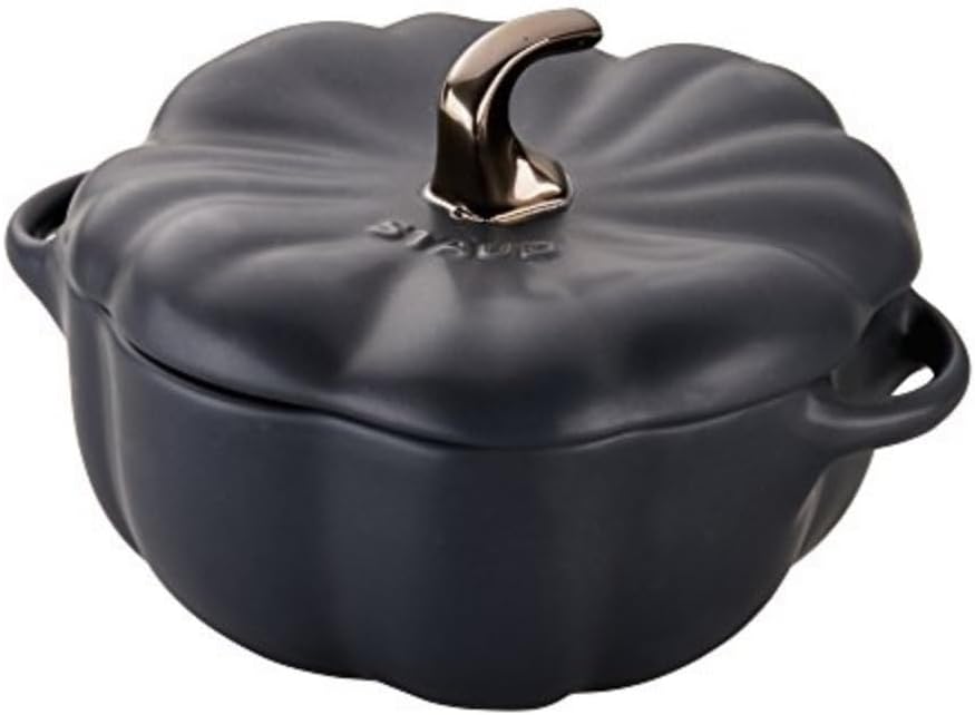 STAUB Ceramic 0.75-qt Petite Ceramic Pumpkin, Oven & Stove Safe up to 572°F, Pumpkin Dish, Ceramic Baking Dish, Candy Dish, Matte Black - Thumbnail 3
