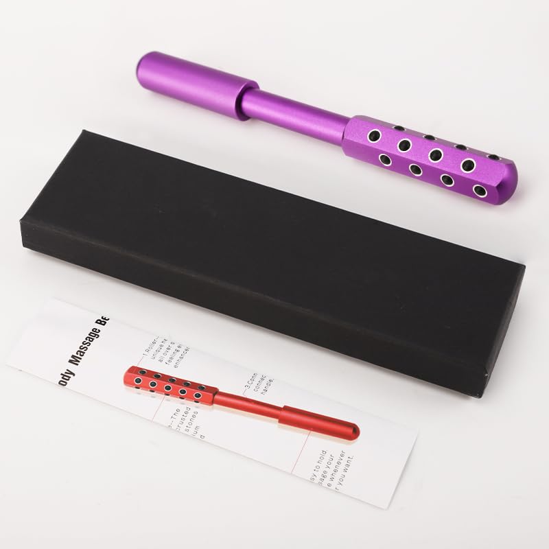 Uplift Facial Massaging Beauty Roller - 24-Stone Germanium Face Roller, Portable 7.6" Purple Facial Roller for Massage & Skincare – Face Rollers for Eye, Neck & Body