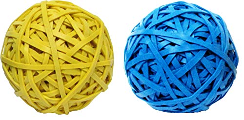 Color Rubber Band Ball (150 gm x 2) (>210 Rubber Bands per Ball) for DIY, Arts & Crafts, Document Organizing - Pack of 2 - Blue & Yellow