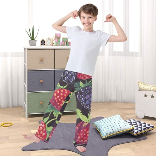 ZZXXB Berry Strawberry Boys Long Pants Soft Trousers Elastic Waist Kids Lounge Bottoms with Pockets S-XL 5
