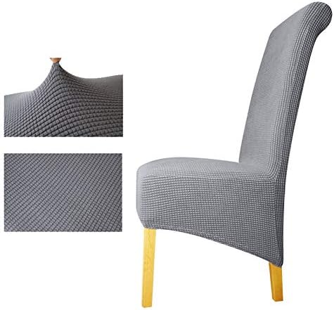PPOOLLKKMM Polar Fleece Fabric Xl Size Long Back Plaid Chair Cover Seat Covers Chair Covers Hotel Party Banquet, Grey, Xl Size