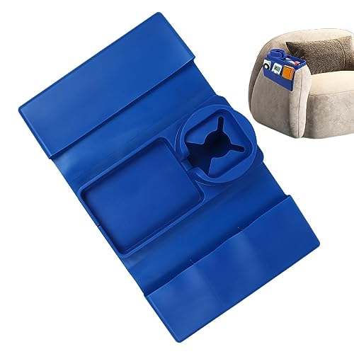 Bandeja portavasos para sofá – Bandeja de brazo de mesa de silicona, portamandos portátil para bebidas de sofá, bandeja de mesa de sofá para café, teléfono, sofá, cama de Fowednuk