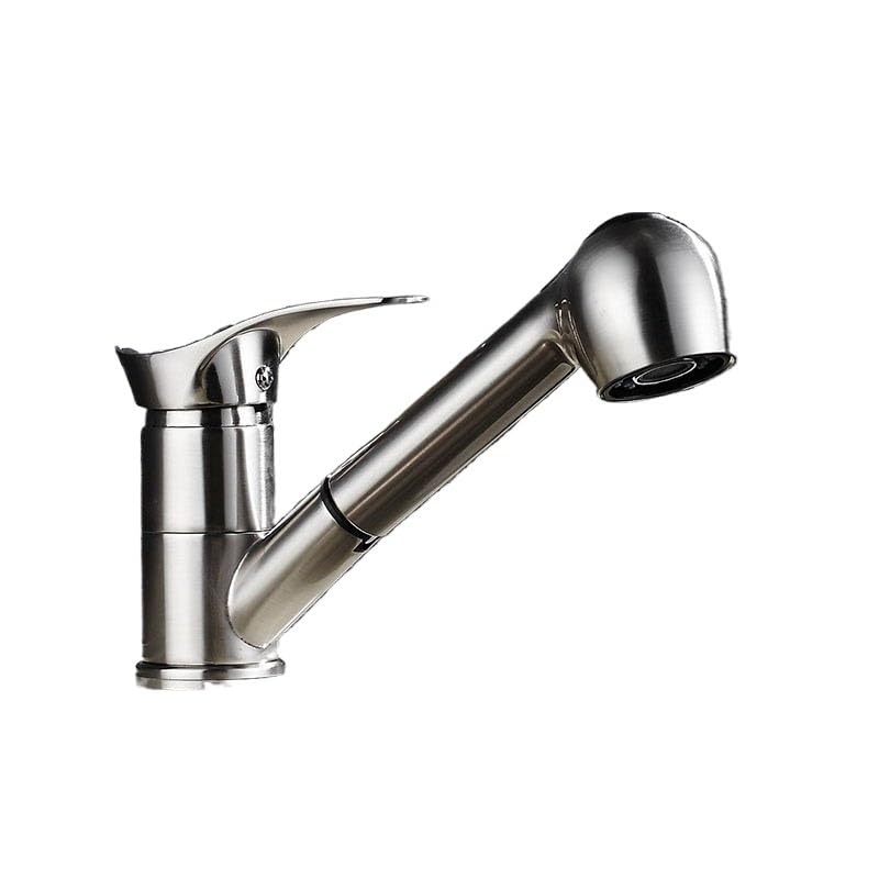Grifo de cocina extraíble de latón monomando con acabado níquel cepillado dorado para fregadero