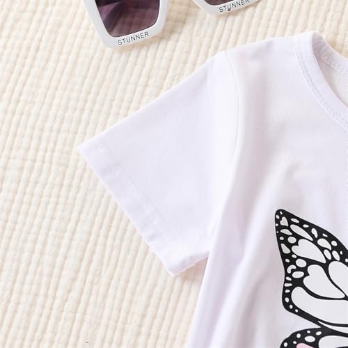 Image of Ayzozuy Kid Girl Clothes Outfits Figure Letter Graphic Tee Top + Flap Pocket Pants 2PC Clothing Set