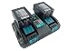 Produktbild 2x Ersatz 18V 6.0Ah BL1860B mit LED-Anzeige akku mit Ladegerät DC18RD 2-fach Dual Schnellladegerät für Makita BL1830 BL1850, Makita Radio DMR100,DMR103B, DMR104, DHR182Z, DMR108