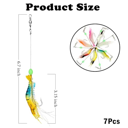Image of Fishing Lures, 7-Piece Simulated Bait Set with Luminous Features for Night Fishing, Versatile Fishing Hooks for Freshwater and Saltwater Anglers, Multi-Species Targeting Fishing Accessories