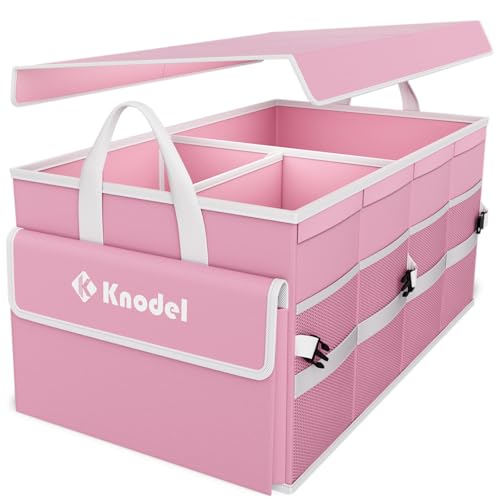 Image of K KNODEL Car Trunk Organizer with Lid, Collapsible Car Trunk Storage Organizer, Car Organizer and Storage for SUV, Truck, Sedan (Medium, Pink)