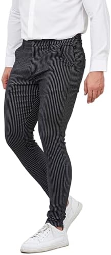 ALLELMS Mens Chinos Slim Fit Stretch Flat-Front Skinny Dress Pants