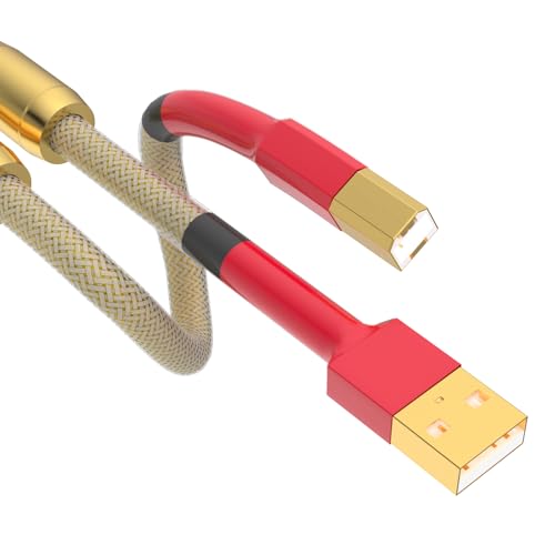Tirstrup Cable USB HiFi OCC chapado en plata USB 2.0 tipo A a B, cable USB para audiófilo, A-B, decodificador DAC, cable de datos para impresora (A71USB2M)