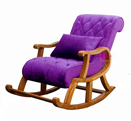 Image of CRAFTCITY Ergonomic Rosewood Rocking Chair (Purple)