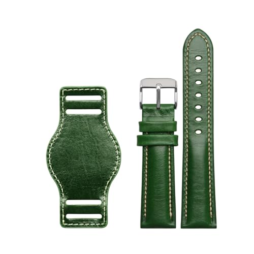 Cong Yi {vuXbg 18 ~[g 20 22 ~[gvXgbvYvohƃ}bgrvoh Leatherbracelet(Green-silver,20mm)