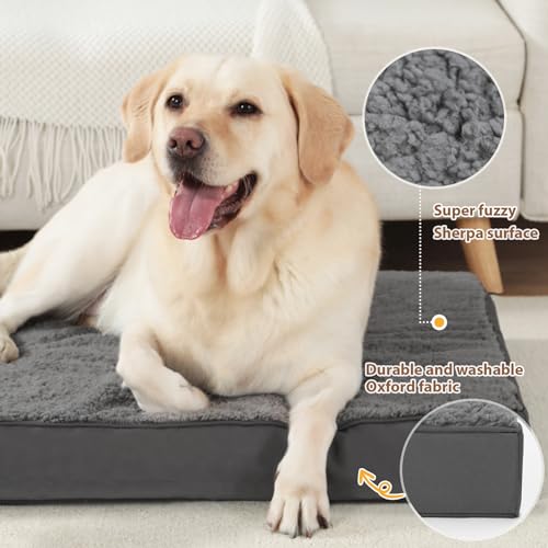 MIHIKK-Large-Dog-Bed-with-Removable-Washable-Cover-Orthopedic-Dog-Crate-Bed-Large-Breed-Waterproof-Pet-Bed-Big-Flat-Dog-Beds-Large-Sized-Dog-Mattress-Dark-Gray36-inch - Cucciolini Doodles   MIHIKK-Large-Dog-Bed-with-Removable-Washable-Cover-Orthopedic-Dog-Crate-Bed-Large-Breed-Waterproof-Pet-Bed-Big-Flat-Dog-Beds-Large-Sized-Dog-Mattress-Dark-Gray36-inch