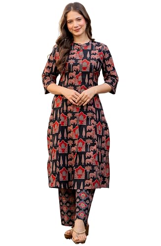 Image of rytras Women Printed A-Line Kurta Set with Palazzo Pants