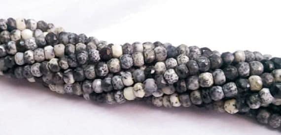 Opale dendritique naturelle perles rondelles facettées 3-4mm pour création de bijoux